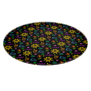 Colourful design of background for kids cutting board