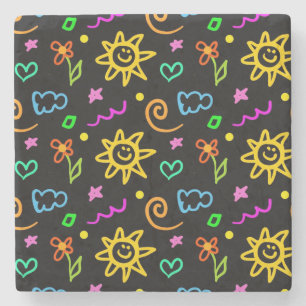 Colourful design of background for kids stone coaster