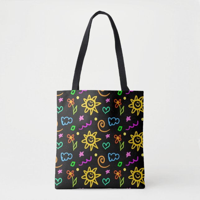 Colourful design of background for kids tote bag (Front)