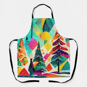 Colourful design of xmas trees apron