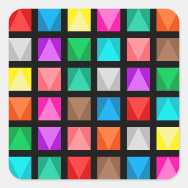 Colourful design square sticker (Front)