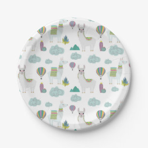 Colourful Dessert Llama Pattern Paper Plates