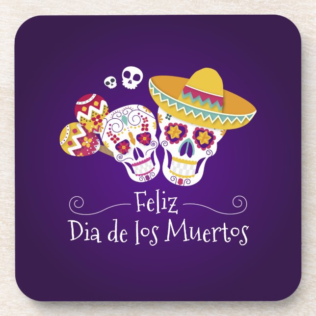 Colourful Dia de los Muertos | Coaster (Front)