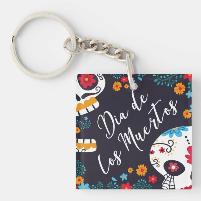 Colourful Dia de los Muertos | Keychain (Front)