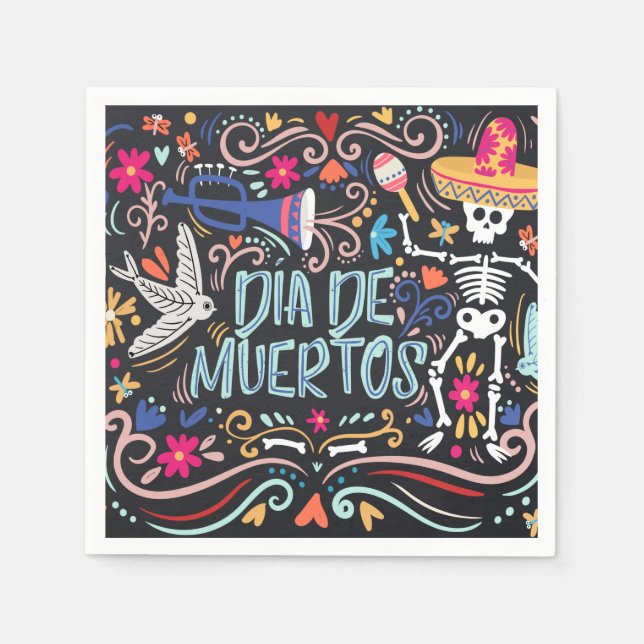 Colourful Dia de los Muertos | Napkin (Front)