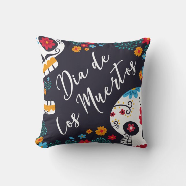 Colourful Dia de los Muertos | Throw Pillow (Front)
