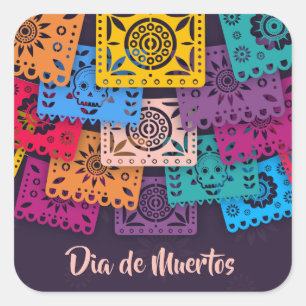 Colourful Dia de Muertos Banners   Sticker