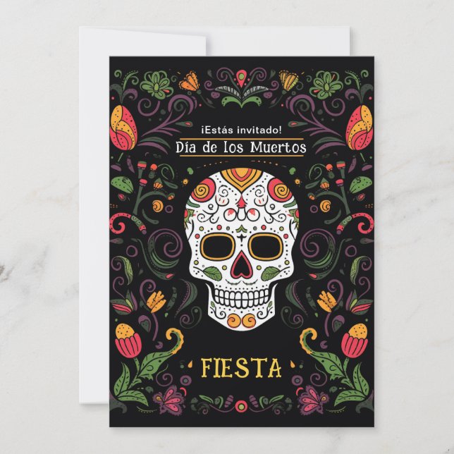 💀🎉 Colourful Día de Muertos Party Invitation (Front)
