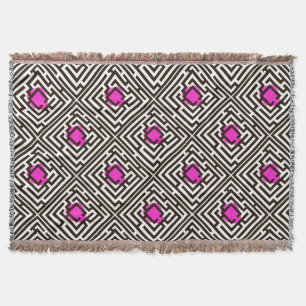 Colourful Diagonal Maze Pattern on Custom Colour Throw Blanket