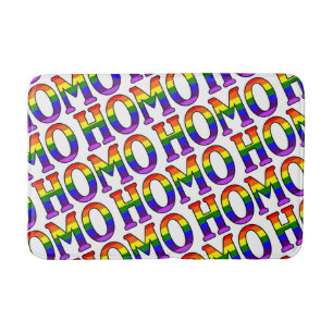 Colourful Diagonal Rainbow Colours Homo Pattern Bath Mat