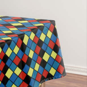 Colourful Diagonal Retro Tile Pattern Tablecloth