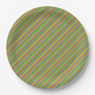 Colourful Diagonal Stripe Modern Paper Plate