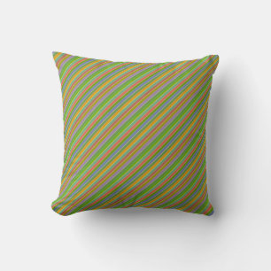 Colourful Diagonal Stripe Multi colour Modern Throw Pillow