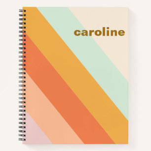Colourful Diagonal Stripe Retro Pastel Personalize Notebook