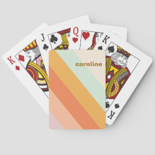 Colourful Diagonal Stripe Retro Pastel Personalize Playing Cards