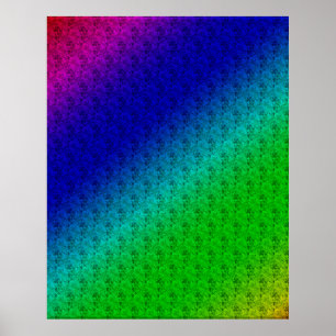 Colourful Diagonal Stripes and Flowers Poster
