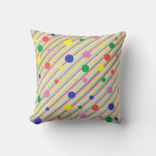Colourful Diagonal Stripes and Polka Dots Pillows