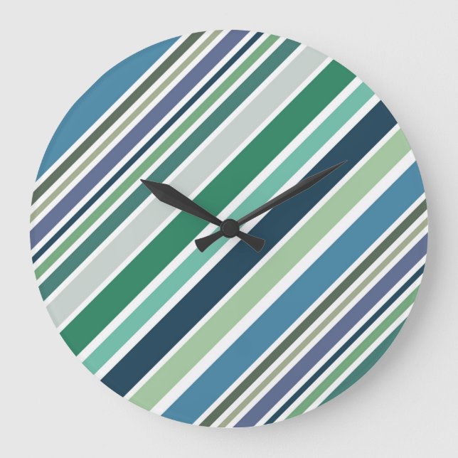 Colourful diagonal stripes design large clock (Front)
