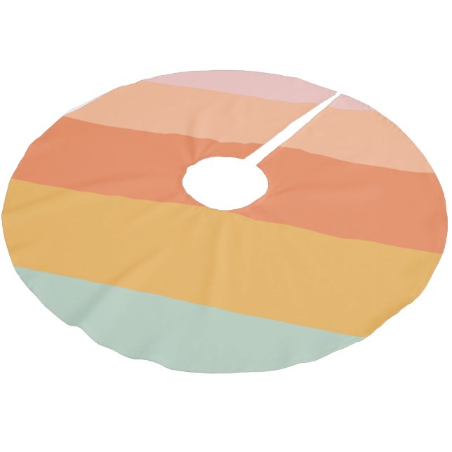 Colourful Diagonal Stripes Retro Candy Pastel Brushed Polyester Tree Skirt (Angled)