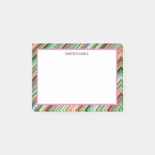 Colourful Diagonal Stripes Retro Post-it Notes (Front)
