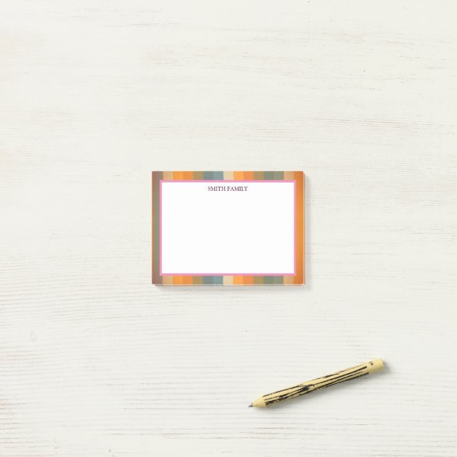 Colourful Diagonal Stripes Retro Post-it Notes (On Desk)