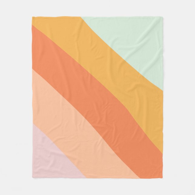Colourful Diagonal Stripes Retro Sweet Candy Paste Fleece Blanket (Front)