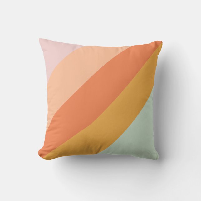 Colourful Diagonal Stripes Retro Sweet Candy Paste Throw Pillow (Front)