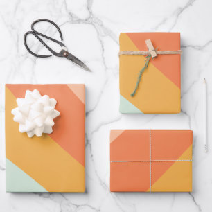 Colourful Diagonal Stripes Retro Sweet Candy Paste Wrapping Paper Sheet