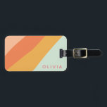 Colourful Diagonal Stripes Sweet Candy Pastel Name Luggage Tag<br><div class="desc">A fun retro geometric diagonal stripes graphic design in a cute colour palette of orange,  yellow,  peach,  coral,  pastel pink and mint green,  personalized with name or wording of your choosing.</div>