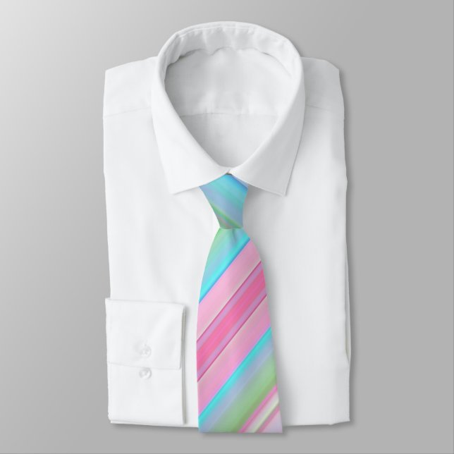 Colourful Diagonal Stripes Tie (Tied)