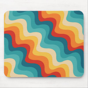 Colourful diagonal waves in retro style mouse pad