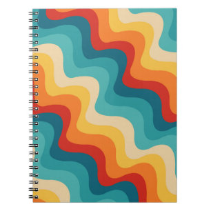 Colourful diagonal waves in retro style notebook