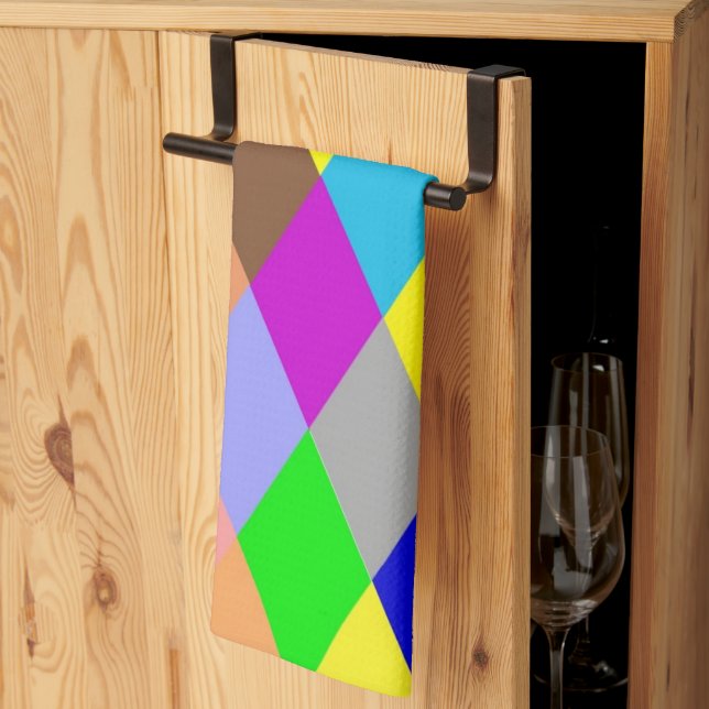 Colourful Diamond Design Kitchen Towel (Thirds Fold)