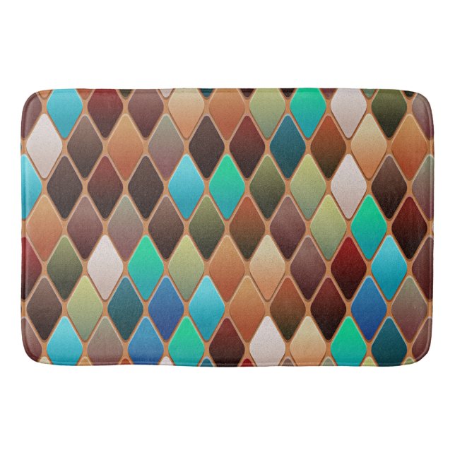 Colourful Diamond Pattern Bath Mat (Front)