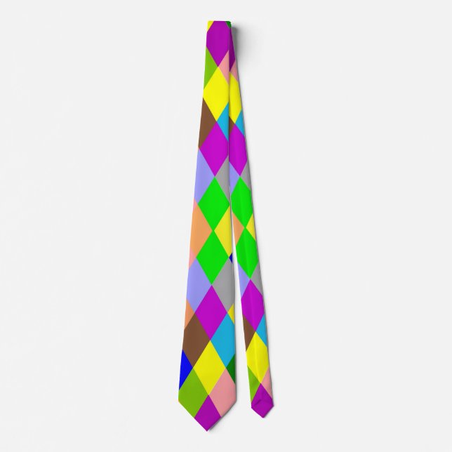 Colourful diamond Pattern Design Tie (Front)