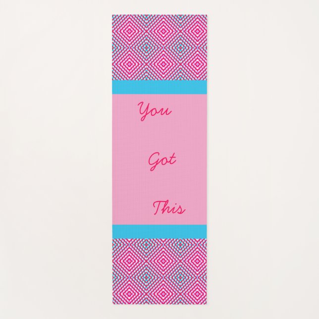 Colourful diamond pattern motiviational yoga mat (Front)