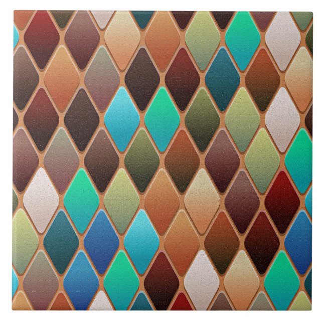 Colourful Diamond Pattern Tile (Front)