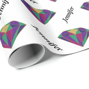 Colourful diamond personalized wrapping paper