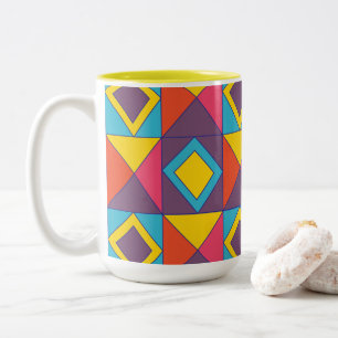 Colourful Diamond Triangle Geometric  Two-Tone Coffee Mug