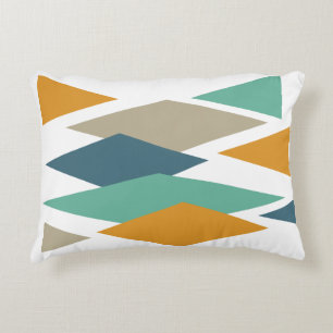 Colourful Diamonds and Triangles Mid Century Pillo Decorative Pillow