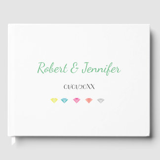 Colourful  diamonds confetti wedding guest book