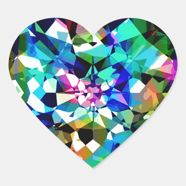 Colourful Diamonds Glitter Heart Sticker (Front)