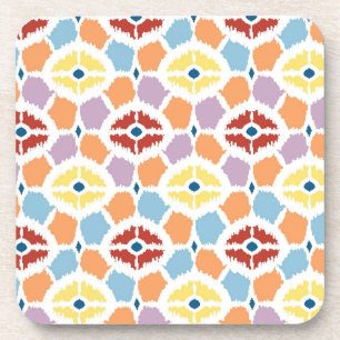 Colourful diamonds ikat geometric coaster