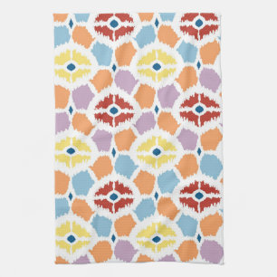 Colourful diamonds ikat geometric kitchen towel