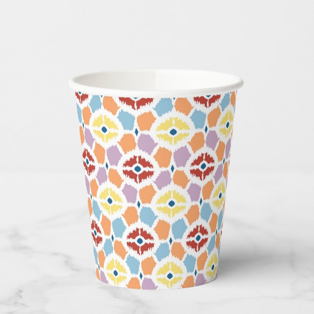 Colourful diamonds ikat geometric paper cups (Left)