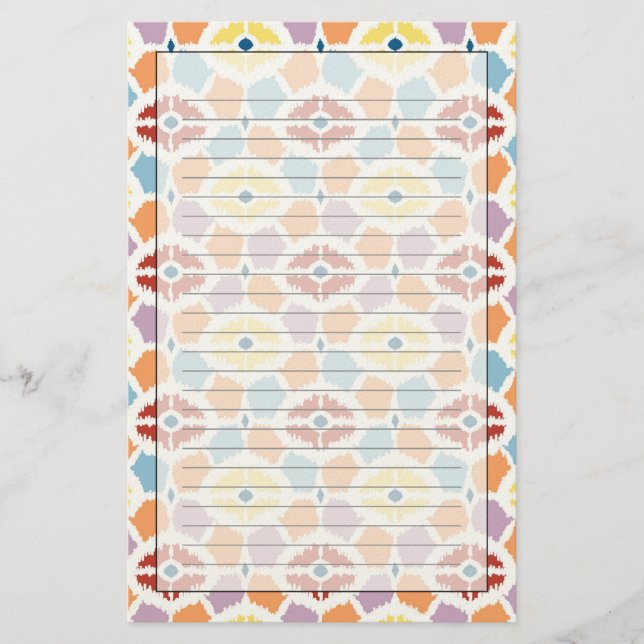 Colourful diamonds ikat geometric stationery (Front)