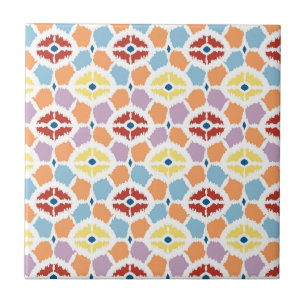 Colourful diamonds ikat geometric tile