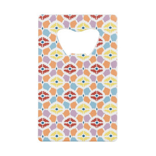 Colourful diamonds ikat geometric wallet bottle opener