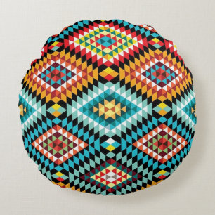 Colourful Diamonds Round Pillow