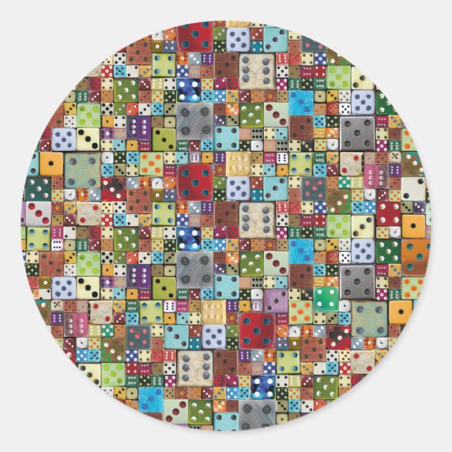 Colourful Dice Classic Round Sticker (Front)